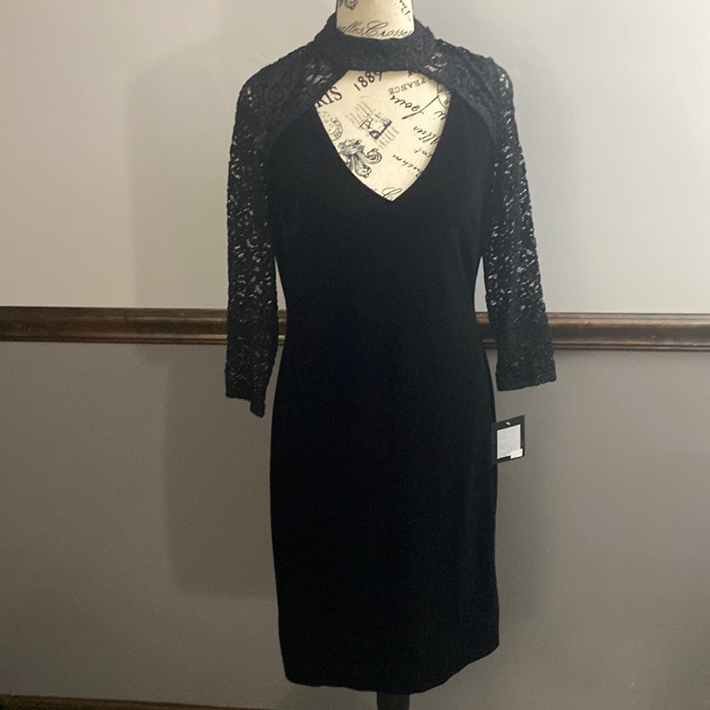 Marina Dresses Gorgeous Black Velvet Dress NWT